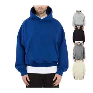 hoodie manufacturers sample 500 Gsm Men Oversized Thick Heavyweight Cotton Cropped Boxy Blank Hoodie