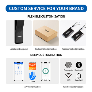 กุญแจล็อคประตูอัจฉริยะ OYO <span class=keywords><strong>แบบ</strong></span><span class=keywords><strong>สแกน</strong></span>ลายนิ้วมือ Tuya พร้อมรหัสผ่าน บัตร และระบบสแกนลาย<span class=keywords><strong>นิ้ว</strong></span>มือ  ระบบดิจิตอล TTlock  พร้อมมือจับประตูอัจฉริยะ - Product Image 6