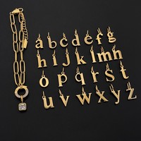 Pulsera de Acero Inoxidable con Baño de Oro de 14K, Dijes Cuadrados de Circonita con Letra Personalizada, Ajustable, Joyería al por Mayor para Mujer Emanco