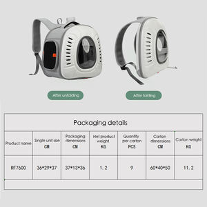 Pas Opvouwbare Oxford-Ademende Kattenrugzak Aan, Uitbreidbare Dierendragers En Reisproducten Voor Huisdieren Buiten Reistas Voor Honden - Product Image 4