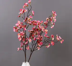 100cm ורוד פרחים מלאכותיים דובדבן פריחת סניפי דובדבן פריחת עץ