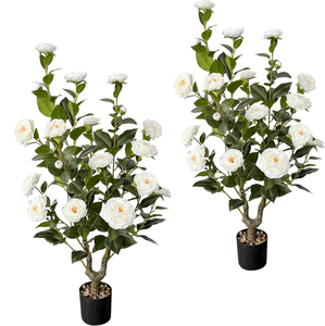 Ahxuvan 2 Pcs Artificial Bunny Topiary 3 ft <b>Plastic</b> Evergreen Indoor Outdoor Home Decor <b>Planter</b> Pots - Product Image 1