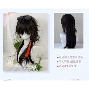 วิกผมยาวตรง Dm511 พร้อมหน้าม้าปัดข้าง ใยสังเคราะห์คาเนคาลอน เส้นผมธรรมชาติ  ฐานลูกไม้โปร่งใส  แบบเต็มศีรษะ - Product Image 3