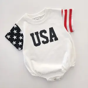 Bebê infantil verão EUA estampado Colorblock Camisetas Macacão Meninos meninas unissex Shorts Conjuntos de roupas do Quarto de Julho