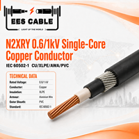 Câble d'alimentation monophasé 0,6/1 kV à conducteur en cuivre, isolation XLPE, armure en fil d'aluminium, gaine en PVC, conforme à la norme IEC 60502-1