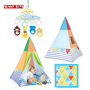Los niños <span class=keywords><strong>tipi</strong></span> tienda plegable estera del juego del bebé musical casa los niños tienda de campaña con juguetes - Product Image 2