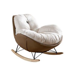 Fauteuil à bascule simple de style nordique, inclinable et confortable, pour salon, chambre, balcon, chaise de loisirs avec structure en métal - Product Image 2