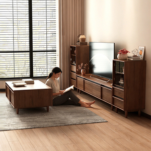 Lxyx Modern Solid Wood Coffee <b>Table</b> with <b>Storage</b> Drawers Minimalist Living Room Furniture Floor Mount Design - Product Image 2