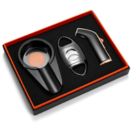 Ensemble de cigares portable et écologique en métal trois pièces avec briquet gonflable, cendrier en fer et coupe-cigares, marque Jian Xin, modèle JX-669