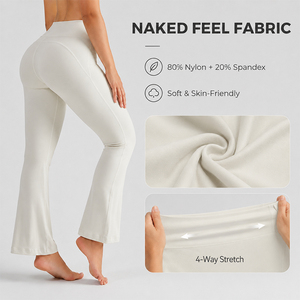 Pantalones de yoga acampanados para mujer, efecto segunda piel, ultra suaves, antibacterianos, de cintura alta, con efecto levantacola, leggings bootcut para tallas pequeñas - Product Image 2