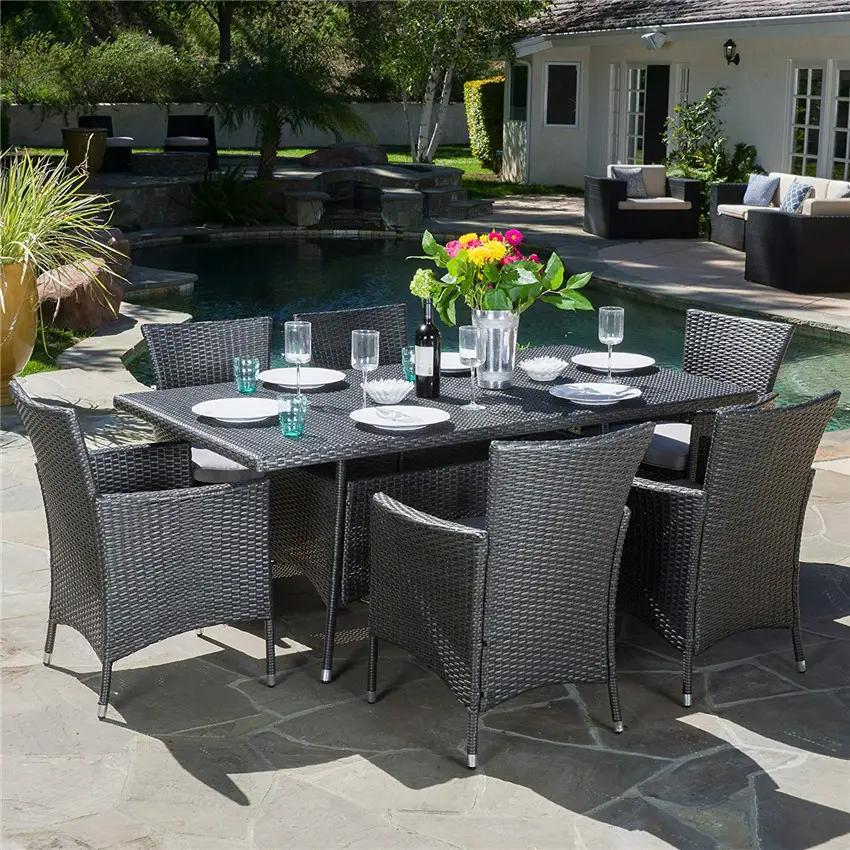 Table et chaises de loisirs en rotin, mobilier d'extérieur pour loisirs, Design de KD, jardin, 7 pièces, offre spéciale