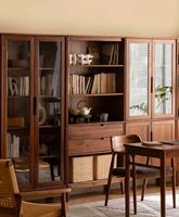 Bibliothèque scandinave moderne, gain de place, durable, avec porte en verre, étagère en bois massif pour l'école et la maison, meuble de rangement combiné