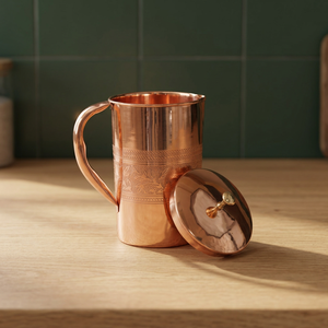 Elegant Exclusive Luxury Royal Copper Jug Shiny Polished Hammered Handmade Pure Copper <b>Large</b> Capacity for Office Travel Home Use - Product Image 6