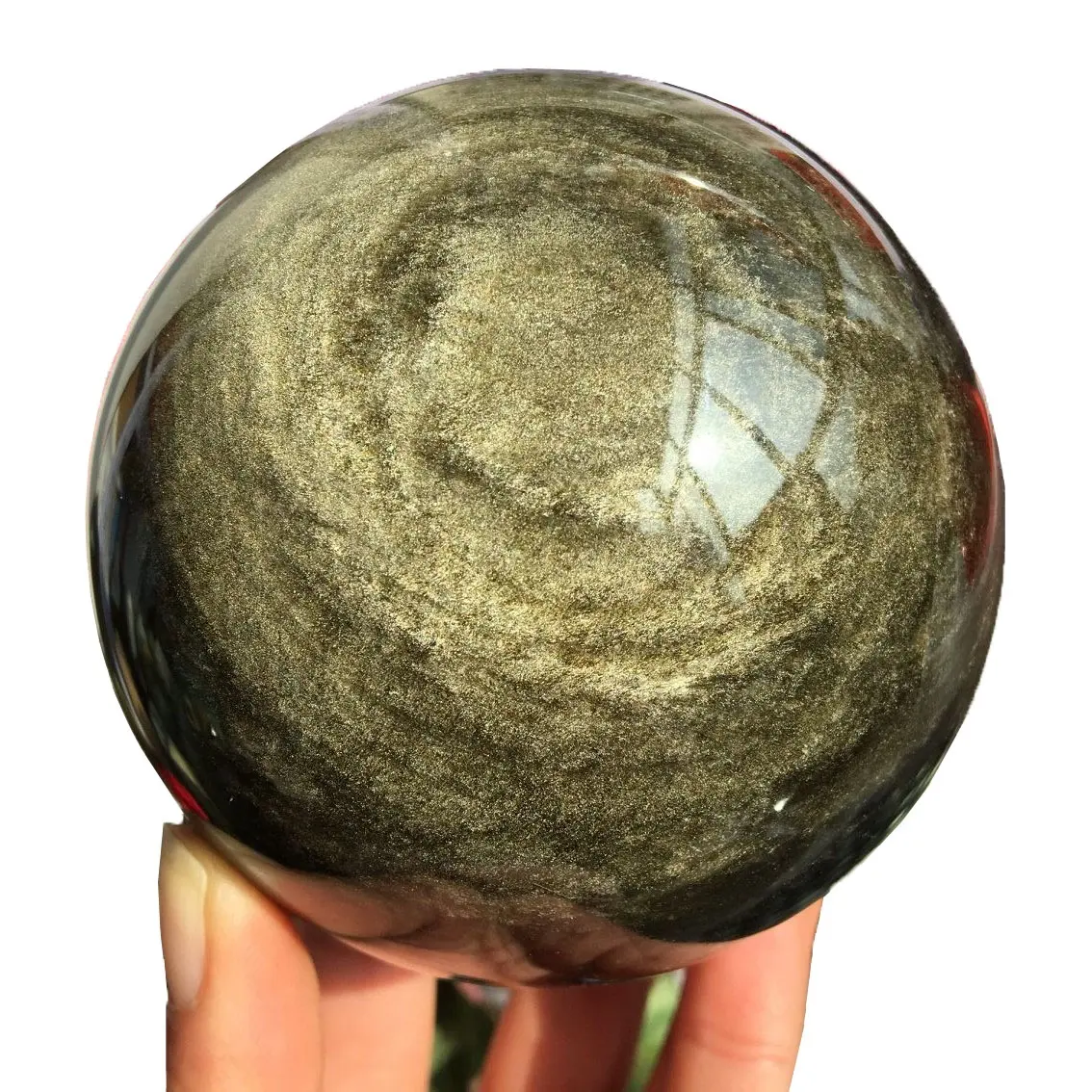 Natural Polished Black Healing Quartz Ball Rare Gold Obsidian Sphere For Decoration