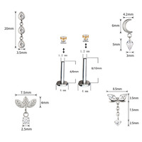 Piercing d'oreille en titane ASTM F136, clous d'oreille avec pendentif, clous de lèvre supérieurs incrustés de CZ marquise, boucles d'oreilles pour cartilage, labret, bijoux de piercing corporel
