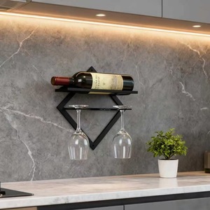 Modern <b>Wall</b> Mounted <b>Wine</b> <b>Rack</b> Black Rectangle 2 Bottle Display <b>Rack</b> For Party Home Decor - Product Image 4