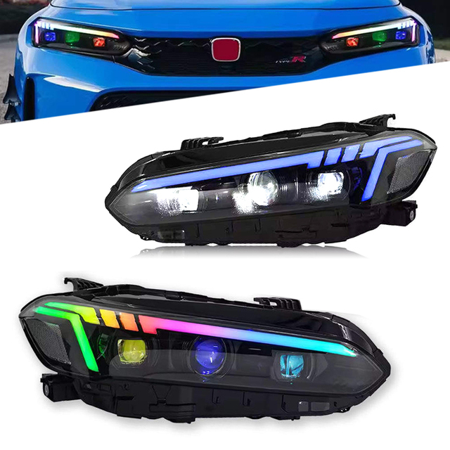 Factory Direct 2022-2025 for for 11th Headlight Assembly Modification 12V LED Lens with RGB DRL & Dynamic Turn Signals 6000k