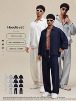 Ensemble de survêtement deux pièces OEM Factory 445G : veste tricotée à double fermeture éclair et pantalon de survêtement droit