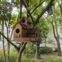 Mangeoire à oiseaux en bois massif pour le commerce extérieur, mangeoire suspendue d'extérieur de style pastoral, ornement statue style villa