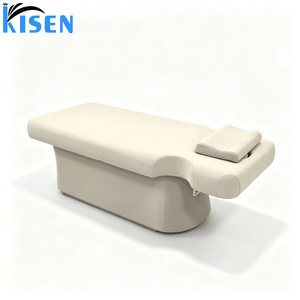 Cama de masaje eléctrica de doble motor Kisen, ideal para salones de belleza, con respaldo ajustable en altura y almacenamiento de madera - Product Image 2