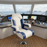 Siège de bateau de pêche Allshine Marine durable à dossier haut avec poignées et appui-tête réglable en bleu et blanc