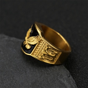 Hip Hop Oil Drip Jewelry Hoop <b>Ring</b> 18k Gold Plated Eagle <b>Rings</b> <b>for</b> <b>Men</b> - Product Image 4