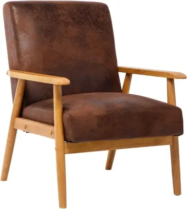 Sedia con accento retrò di metà secolo poltrona con struttura in legno poltrona in ecopelle per soggiorno camera da letto