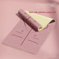 Tapis de yoga TPE 6 mm d'épaisseur, antidérapant, absorbant les chocs, silencieux, 183 cm, 490 g, pour la danse, les entraînements à domicile pour femmes, tapis de sol rectangulaire