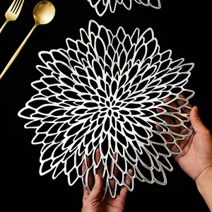 Tabletex Custom Laser Cut Injection Home Decorate Waterproof Flower Shaped Pvc Christmas Placemats
