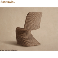 Chaise de salle à manger d'extérieur en résine tressée résistante aux intempéries, avec structure en aluminium antirouille, chaise de patio en forme de S