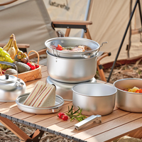 Ensemble de casseroles de camping en aluminium pour pique-nique, cuisine en plein air, ensemble de casseroles de camping