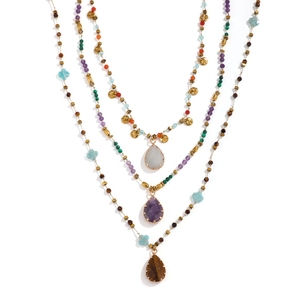 Collar Bohemio con <span class=keywords><strong>Colgante</strong></span> <span class=keywords><strong>de</strong></span> <span class=keywords><strong>Piedra</strong></span> Natural Geométrica, Cadenas Chapadas en Oro <span class=keywords><strong>de</strong></span> 18K, Amatista, Malaquita, <span class=keywords><strong>Ojo</strong></span> <span class=keywords><strong>de</strong></span> <span class=keywords><strong>Tigre</strong></span>, Amazonita, Forma <span class=keywords><strong>de</strong></span> Lágrima - Product Image 3