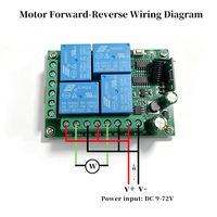 Module Récepteur Relais Universel Sans Fil DC 12V 4 Canaux avec Télécommande RF 433 MHz 4 Boutons pour Maison Automatisée