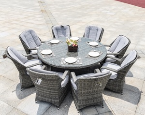 Set di Divani da Terrazza <span class=keywords><strong>in</strong></span> Vimini con Telaio <span class=keywords><strong>in</strong></span> <span class=keywords><strong>Alluminio</strong></span>, Design Contemporaneo <span class=keywords><strong>per</strong></span> Sala da Pranzo e Soggiorno all'Aperto, Colore Grigio - Product Image 2