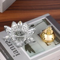 Support à bougie et brûleur d'encens 2-en-1 en verre de luxe, design moyen-oriental à facettes haute clarté, fait main, élégant, pour la décoration intérieure