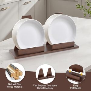 Wooden Record Holder Bookshelf Support Minimalist Design For Kitchen Office Desk Use Retro Color Natural Wood - Product Image 5
