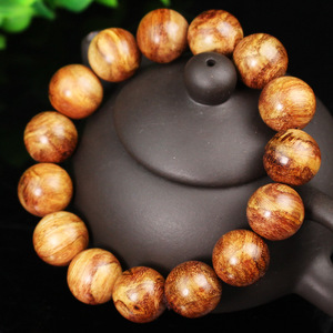 Hainan Rosewood <b>Bracelet</b> 15mm Tiger Skin Pattern Single Strand Unisex Collectible Buddhist Beads - Product Image 2