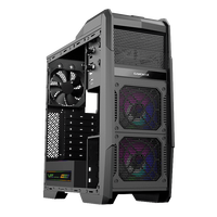 Boîtier de jeu ATX Mid Tower Hauberk G506X en acier noir avec ports USB 3.0/2.0, audio frontal et alimentation inférieure