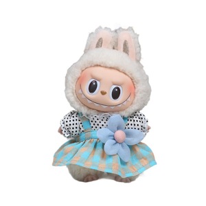 Vestido de muñeca Rabbudo de 17 cm, falda a cuadros de verano con flores, conjunto de fiesta para niñas, ropa de tela para muñecas de vinilo - Product Image 4