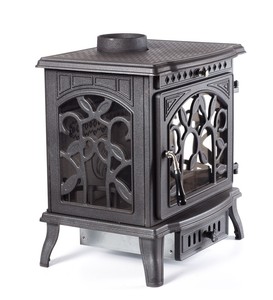 <span class=keywords><strong>Poêle</strong></span> <span class=keywords><strong>à</strong></span> <span class=keywords><strong>bois</strong></span> de style français. Vue sur le feu de trois côtés. Cheminée en fonte. - Product Image 2