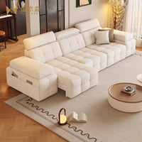 Canapé-lit moderne en tissu Chenier à trois places, électrique, télescopique, réglable avec télécommande, idéal pour grand salon et home cinéma