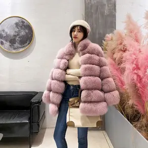 Mantel Bulu Rubah Imitasi Baru Penjualan Laris Mode 2022 Mantel Bulu Rubah Garis Horizontal Wanita Mantel Wanita Musim Gugur Musim Dingin