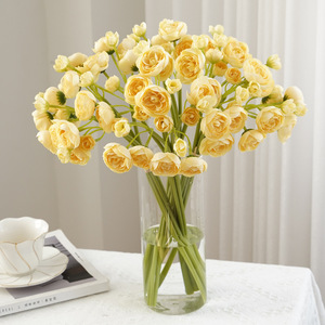 <b>Artificial</b> Mini Camellia <b>Bouquet</b> 6 Heads Silk Flower High Simulation Rustic Home Decor Wedding Props - Product Image 3