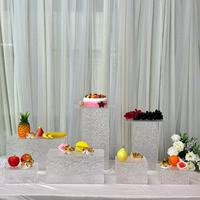 Gaojian Acrylique transparent carré ondulation de l'eau nidification Dessert Buffet Riser Stand vente chaude pour les événements de mariage décoration Carton