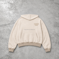 Sweat à capuche crème personnalisé pour homme avec détail minimaliste de lettres sur la poitrine, poche kangourou, style streetwear, usine OEM ODM