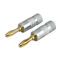 Fiche banane en cuivre pur plaqué or câble de haut-parleur 14awg Audio fiche banane en métal noir 40mm 45mm