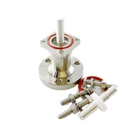 Connecteur coaxial étanche IP67 en laiton avec bride carrée de 32 mm et broche filetée M8 de 25 mm, prise à bride EIA de 7/8 po, 50 Ohms, nickelé/argenté, avec PTFE