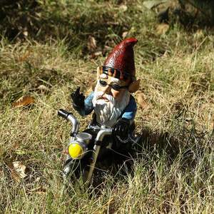 Décoration Jardin doigt Nain Équitation Moto Résine Artisanat Nain Barbe Blanche Vieil <span class=keywords><strong>Homme</strong></span> personnalisé jardin résine décor - Product Image 3