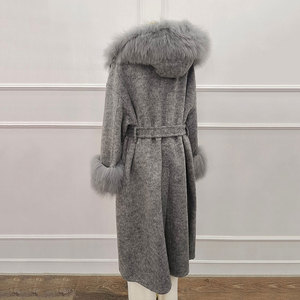 Damesjas 2026 Nieuwe Herfst Winter Luxe Warme Premium Capuchonjas, Dubbelzijdig, Middellange Lengte - 100% Wol, Kraag van Vossebont - Product Image 3