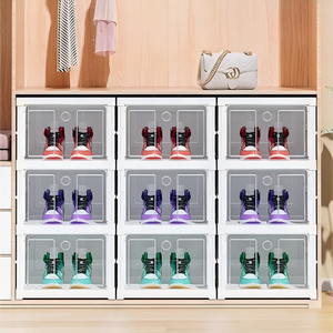 Складной органайзер для обуви из полипропилена, штабелируемый, без сборки, пылезащитный, большой контейнер для обуви с крышками - Product Image 4